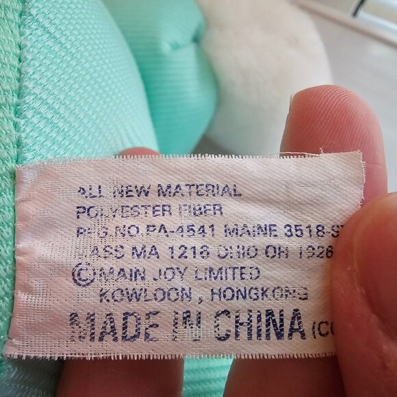 Main Joy Limited Bunny Rabbit Plush Stuffed Animal White Pink Teal Floral Vtg - Picture 10 of 10